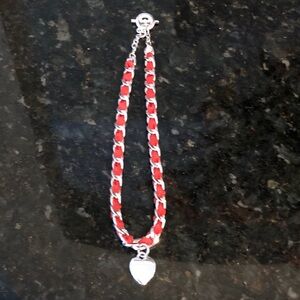 Elegant Red and Silver Chain Bracelet